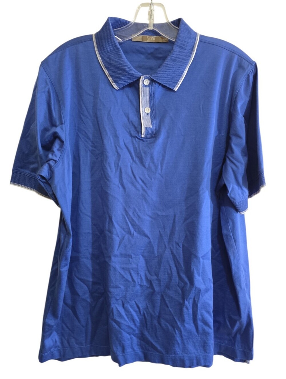 Raffi Royal Blue Cotton Polo Medium Contrasting White Trim Golf Sporty